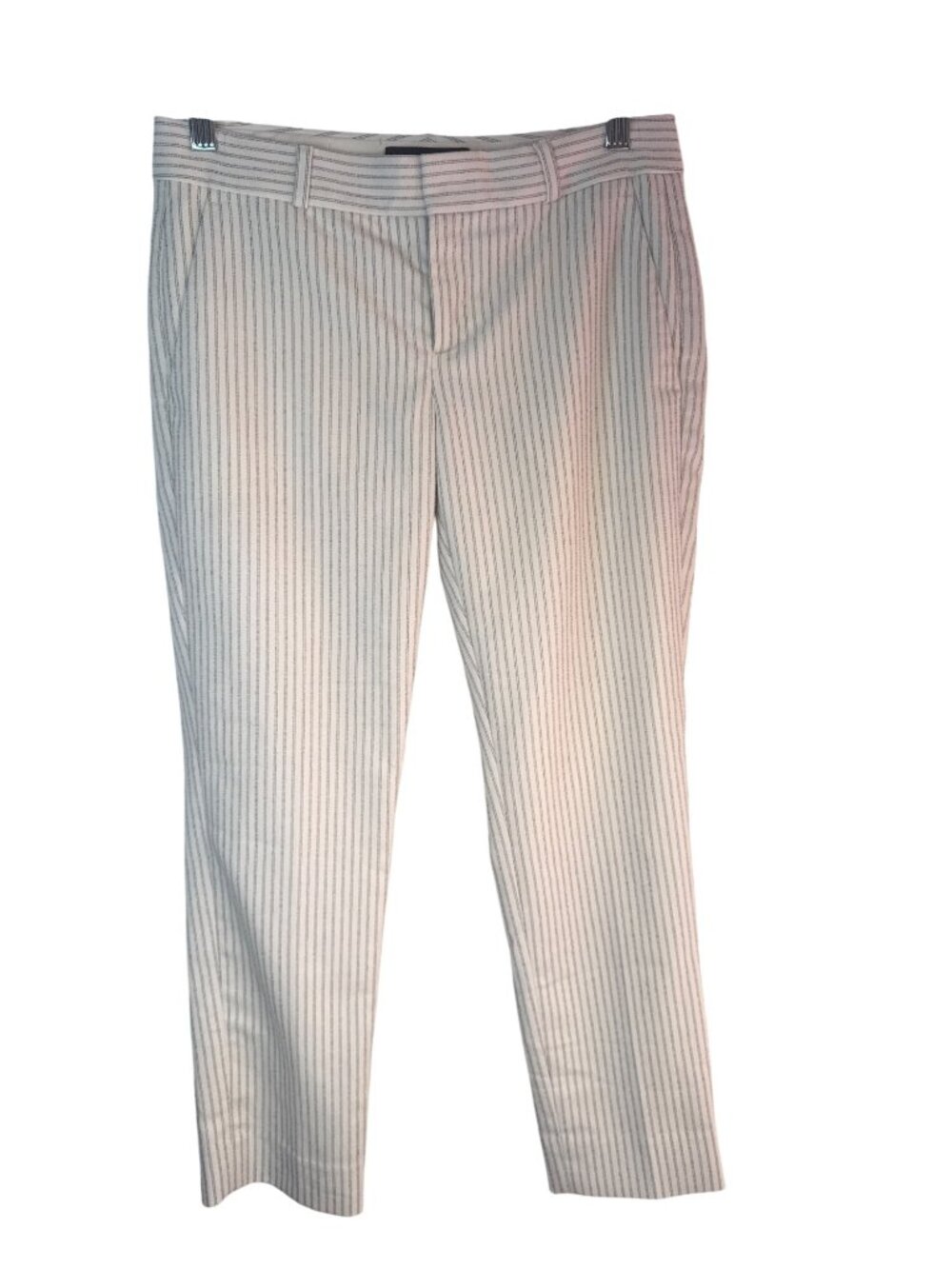 Banana Republic Avery Petite 00 White Striped Crop Pants With Pockets - Picture 2 of 14
